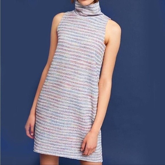 AKEMI & KIM ANTHROPOLOGIE DRESS SIZE LARGE HIGH NECK TWEED MINI - Picture 1 of 11